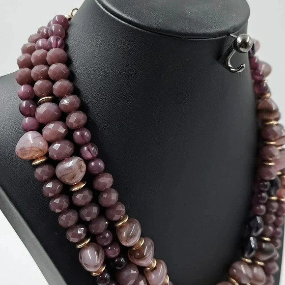 Charming Charlie | 2Piece Set | Multi Strand Necklace & Earrings | Purple - Picture 4 of 6